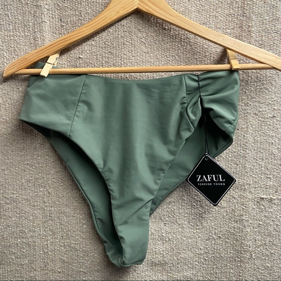 High-waisted Olive Bikini Bottoms - Picture 2 of 5